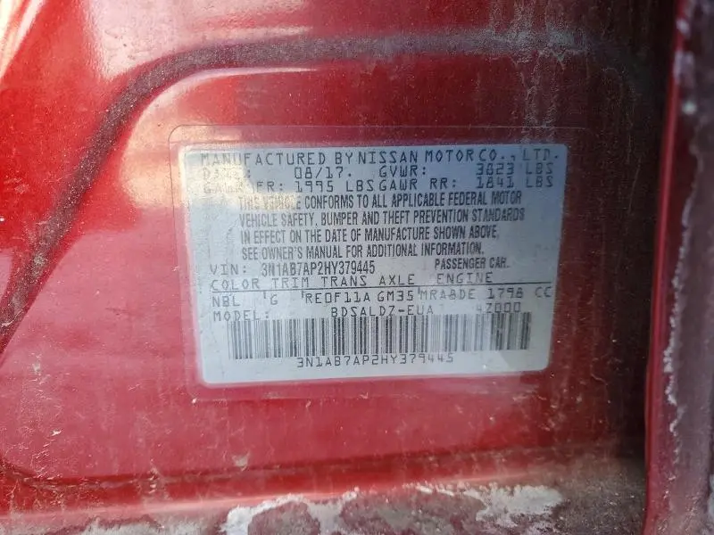 2017 NISSAN SENTRA S  