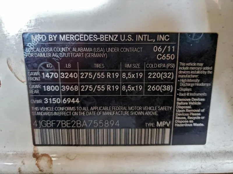 2011 MERCEDES-BENZ GL 450 4MATIC  