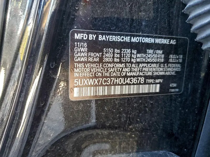 2017 BMW X3 XDRIVE35I  