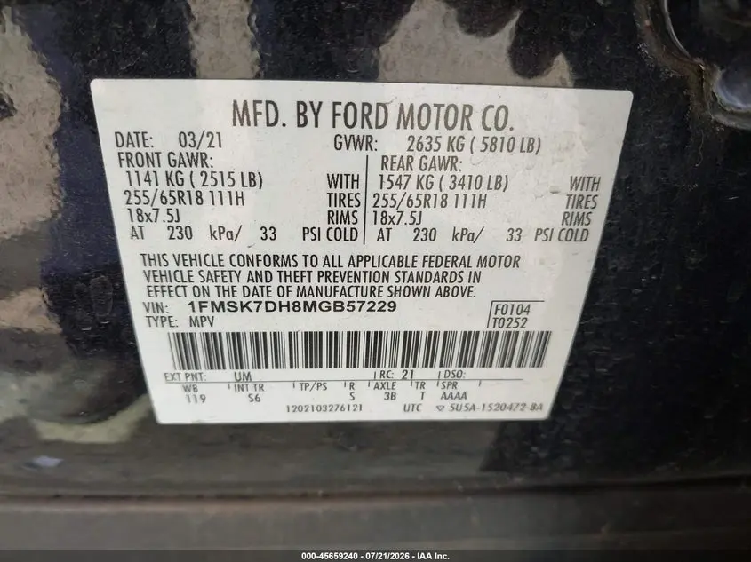 2021 FORD EXPLORER XLT