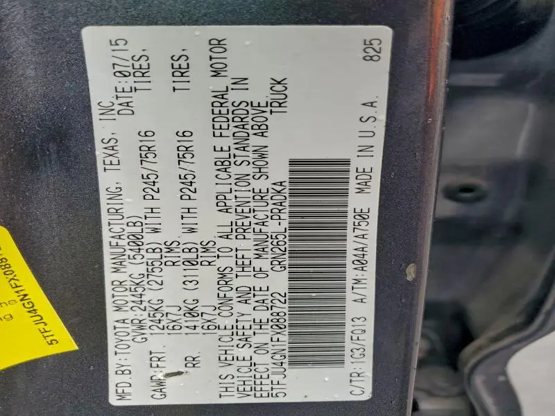 2015 TOYOTA TACOMA DOUBLE CAB PRERUNNER  