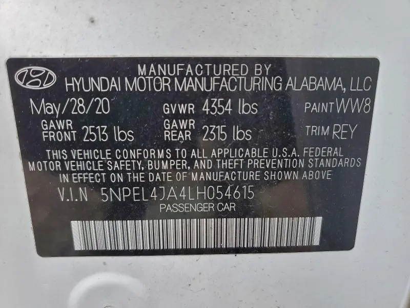 2020 HYUNDAI SONATA SEL  