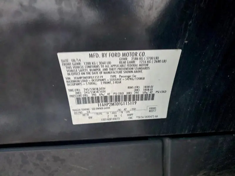 2015 FORD TAURUS POLICE INTERCEPTOR  