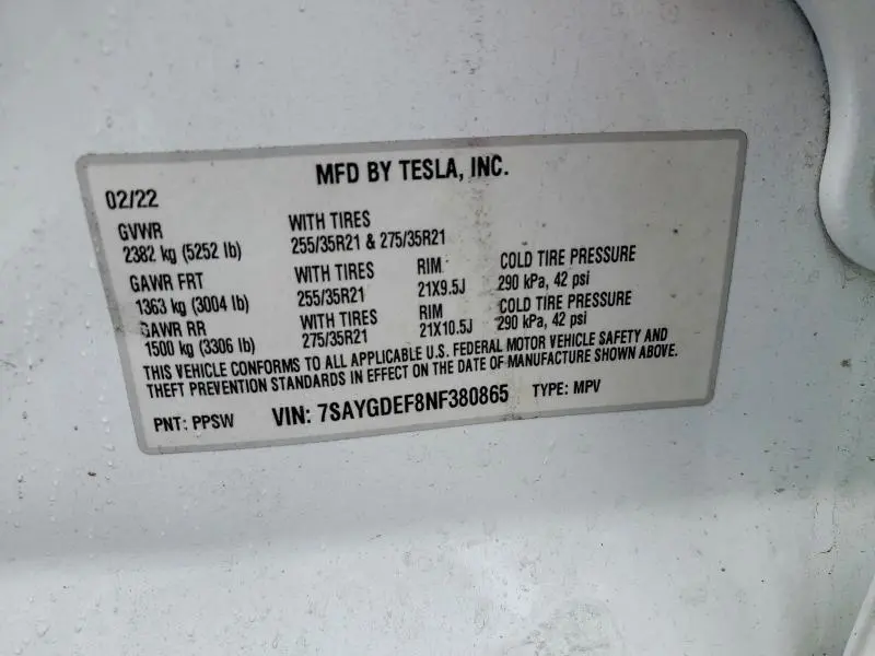 2022 TESLA MODEL Y   