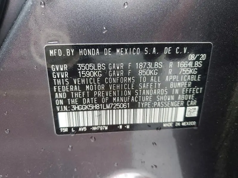 2020 HONDA FIT EX  