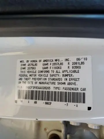 2010 HONDA ACCORD EXL  