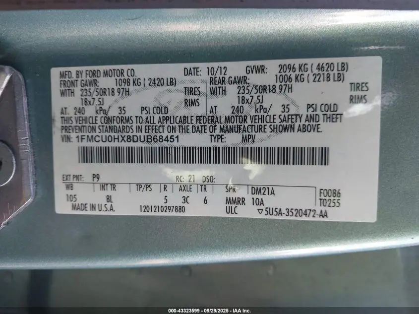 2013 FORD ESCAPE SEL