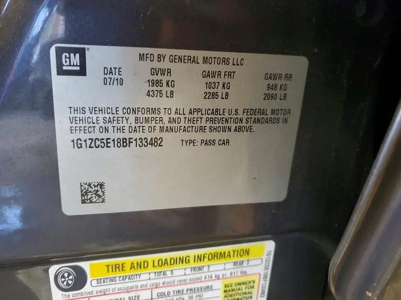 2011 CHEVROLET MALIBU 1LT  