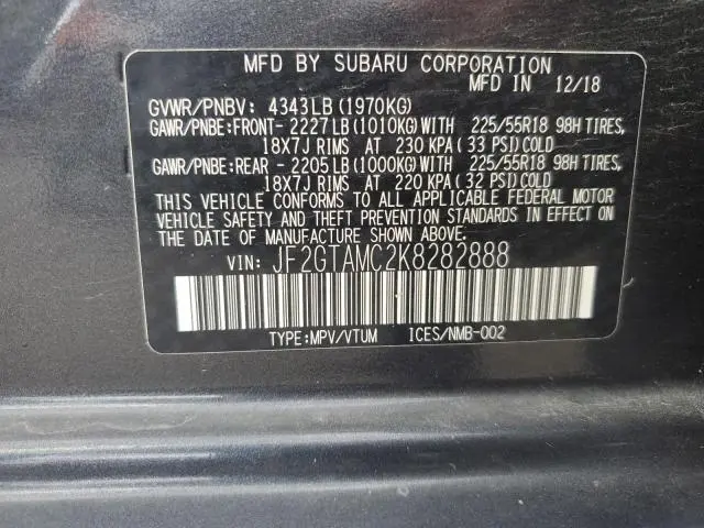 2019 SUBARU CROSSTREK LIMITED  