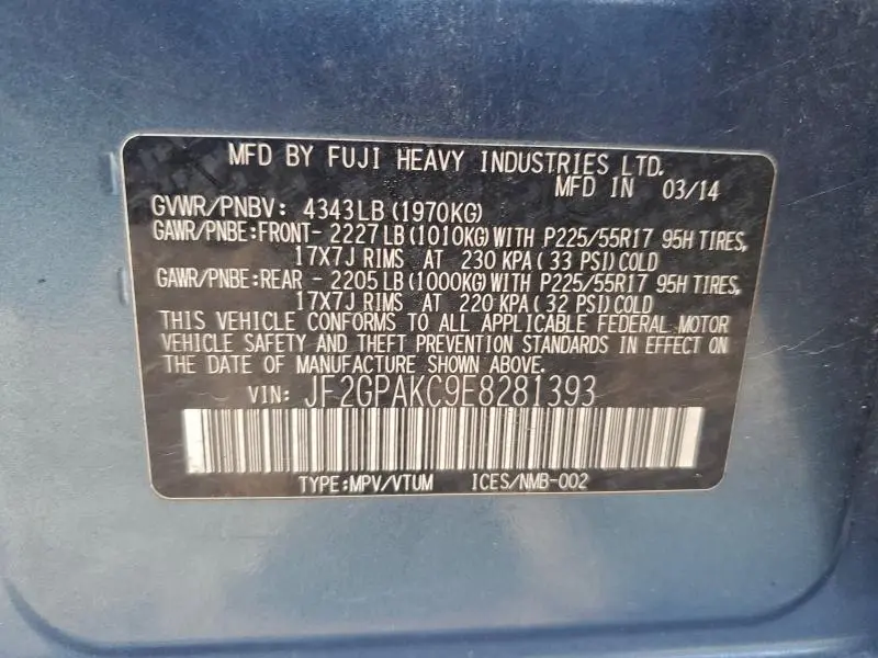 2014 SUBARU XV CROSSTREK 2.0 LIMITED  