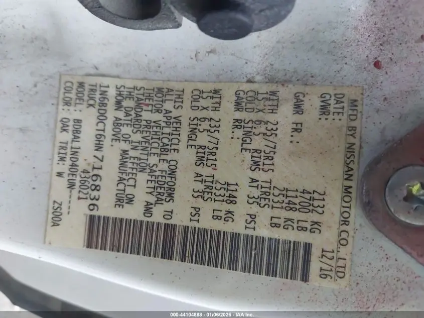 2017 NISSAN FRONTIER S