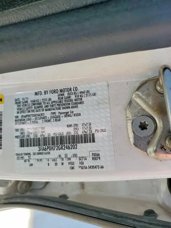 2016 FORD FUSION SE  