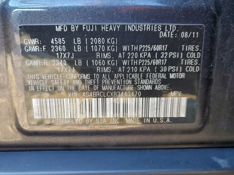 2011 SUBARU OUTBACK 2.5I LIMITED  