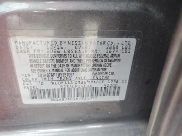 2017 NISSAN SENTRA S  