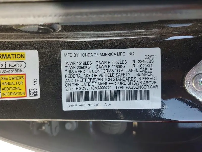 2021 HONDA ACCORD HYBRID EX  