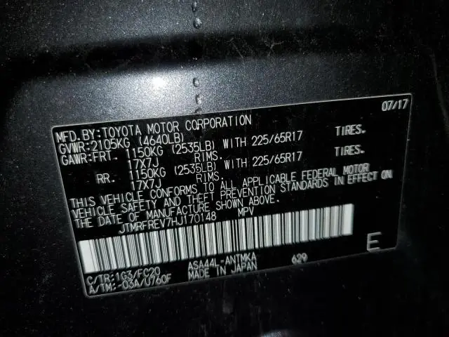 2017 TOYOTA RAV4 XLE  