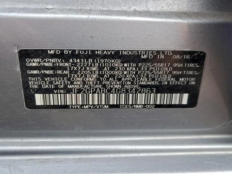 2016 SUBARU CROSSTREK PREMIUM  