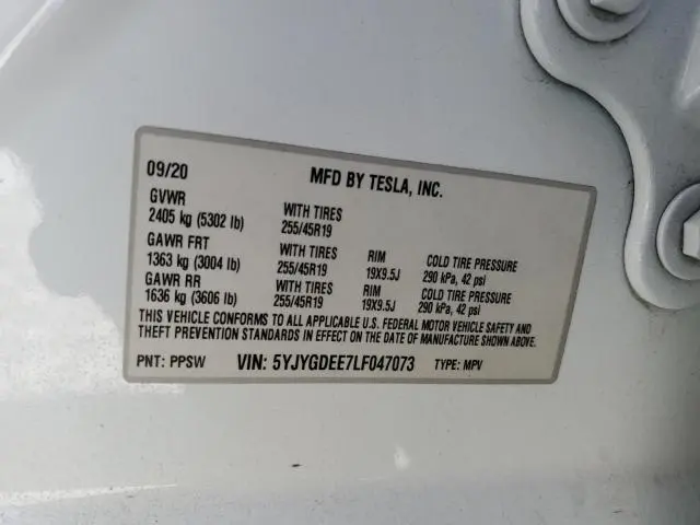 2020 TESLA MODEL Y 