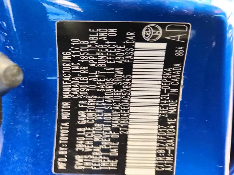 2010 TOYOTA COROLLA S  