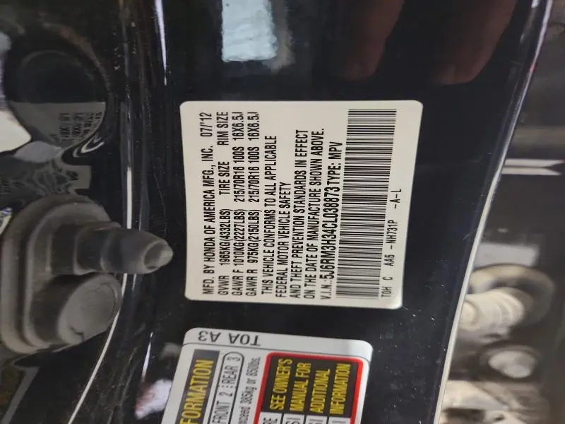 2012 HONDA CR-V LX  