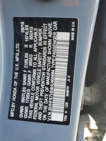 2017 HONDA CIVIC EX
