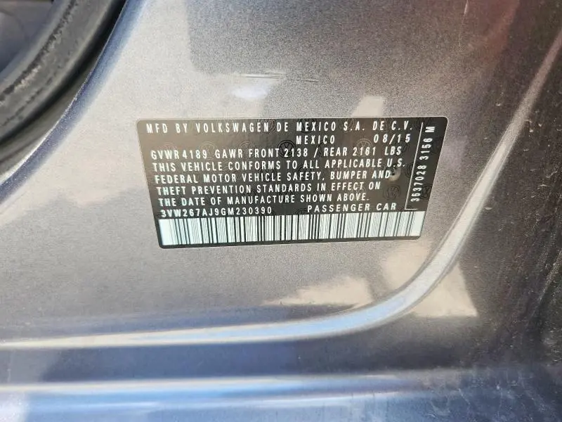 2016 VOLKSWAGEN JETTA S  
