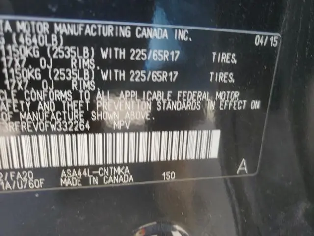 2015 TOYOTA RAV4 XLE  