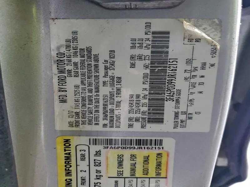 2018 FORD FUSION TITANIUM/PLATINUM  