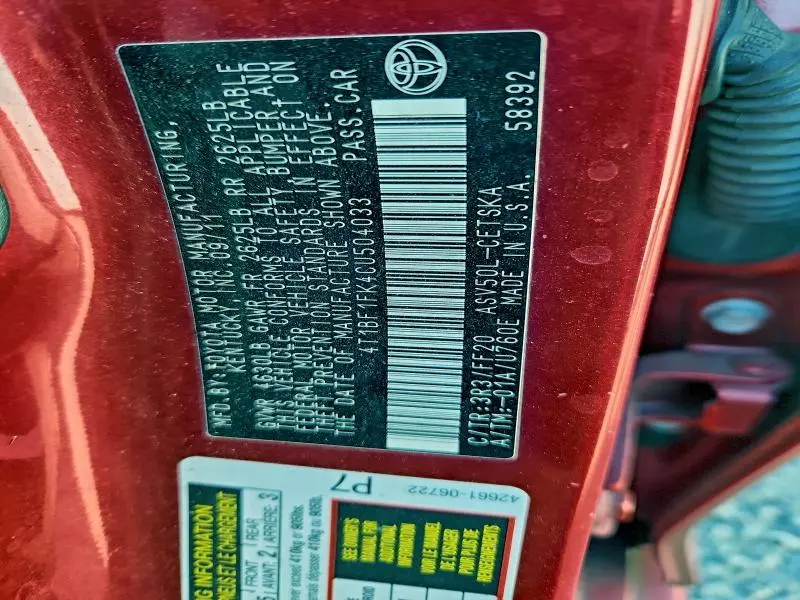 2012 TOYOTA CAMRY BASE  