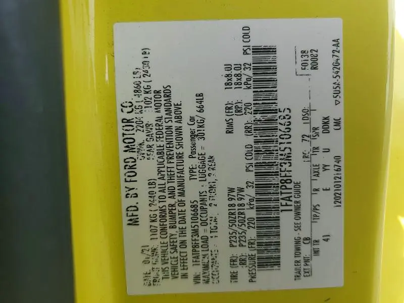 2021 FORD MUSTANG GT  