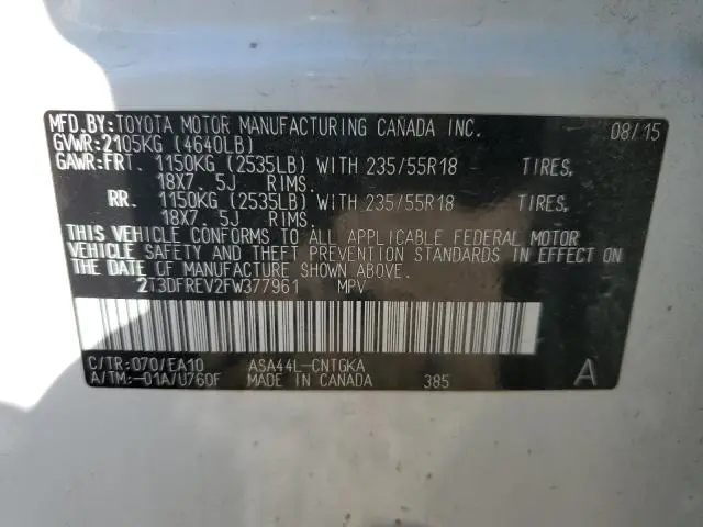 2015 TOYOTA RAV4 LIMITED  