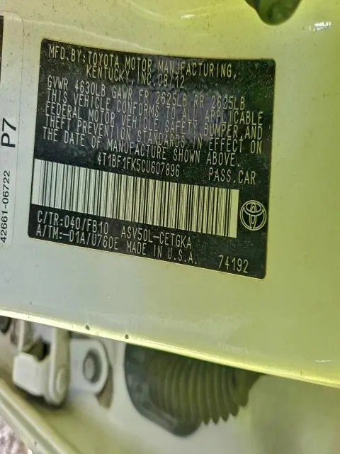 2012 TOYOTA CAMRY BASE  