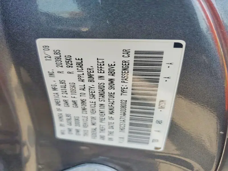 2010 HONDA ACCORD EX  