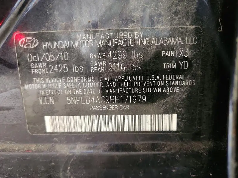 2011 HYUNDAI SONATA GLS  