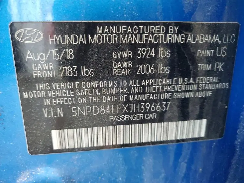 2018 HYUNDAI ELANTRA SEL  