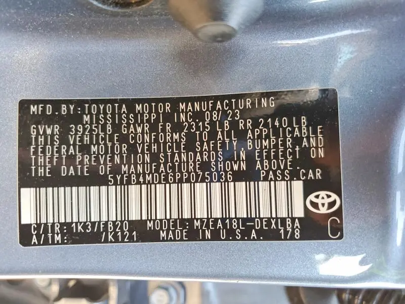 2023 TOYOTA COROLLA LE  