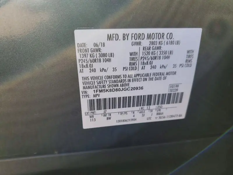 2018 FORD EXPLORER XLT  