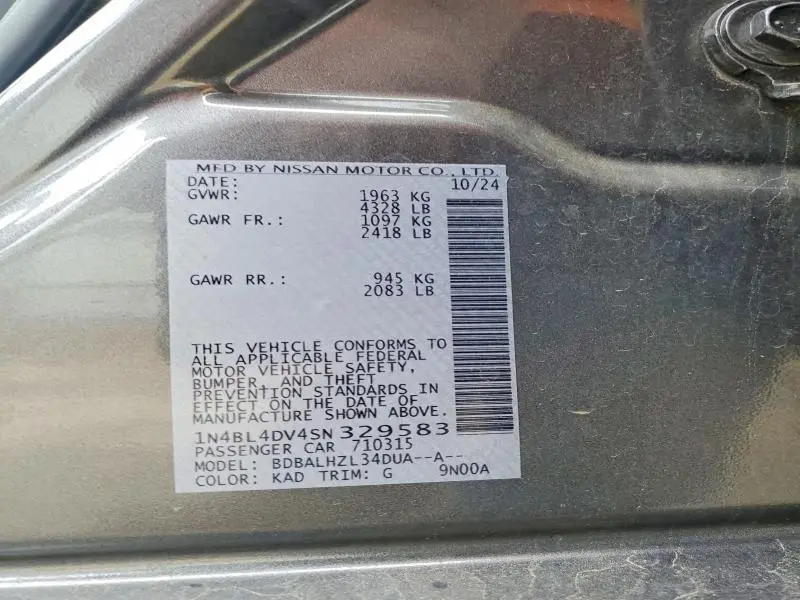 2025 NISSAN ALTIMA SV  