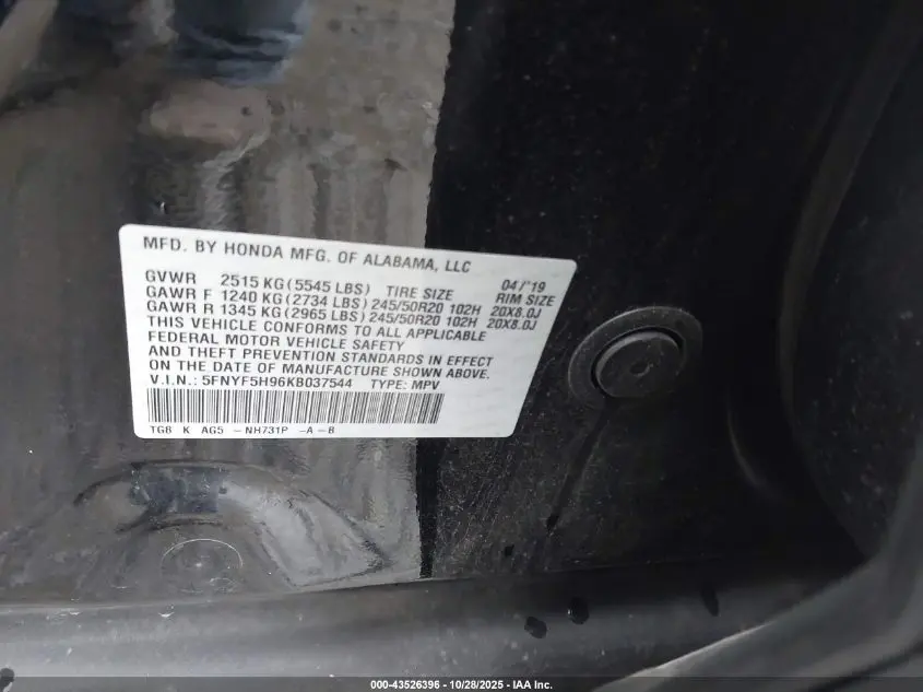 2019 HONDA PILOT TOURING