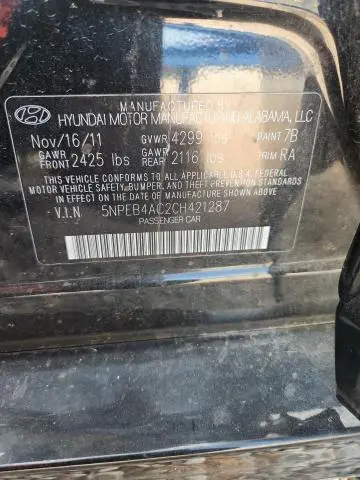 2012 HYUNDAI SONATA GLS  