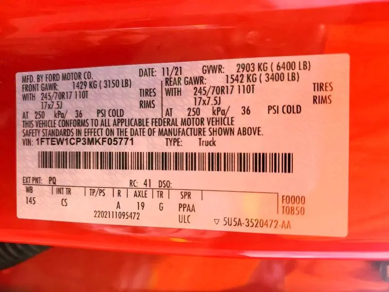 2021 FORD F150 SUPERCREW  