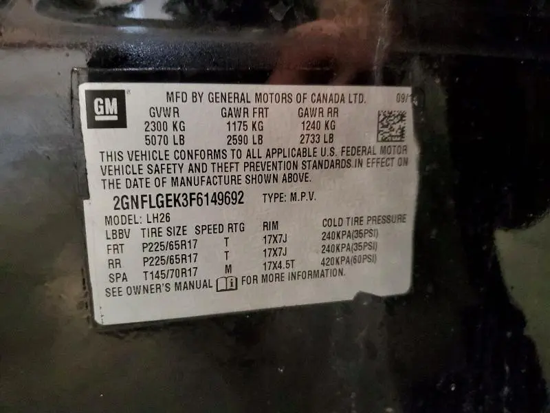 2015 CHEVROLET EQUINOX LT  