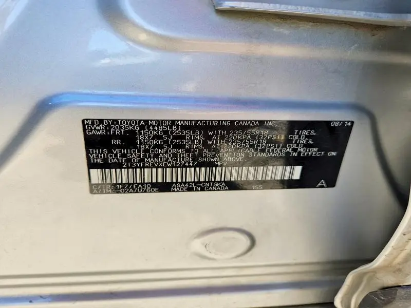 2014 TOYOTA RAV4 LIMITED  