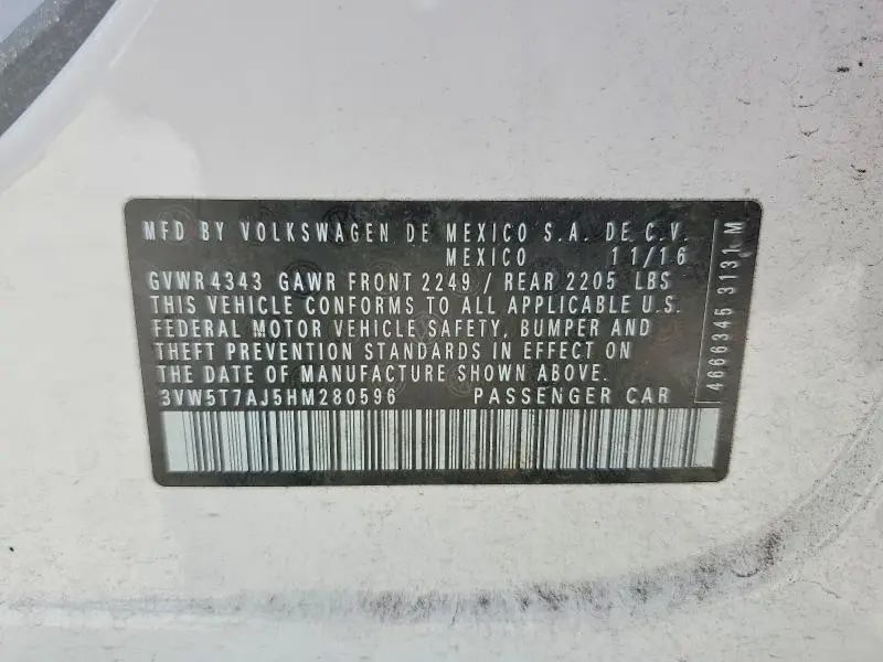 2017 VOLKSWAGEN JETTA GLI  