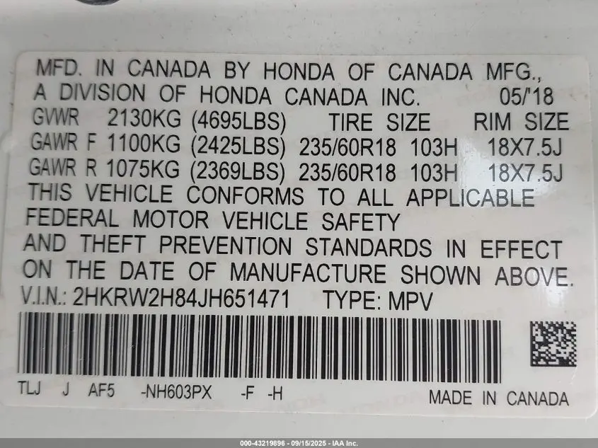 2018 HONDA CR-V EX-L/EX-L NAVI