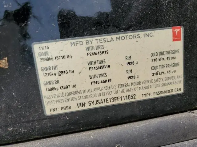 2015 TESLA MODEL S   