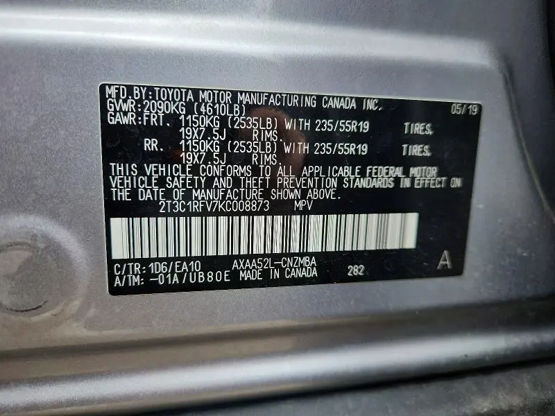 2019 TOYOTA RAV4 XLE PREMIUM  