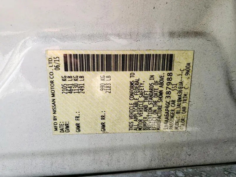 2016 NISSAN MAXIMA 3.5S  