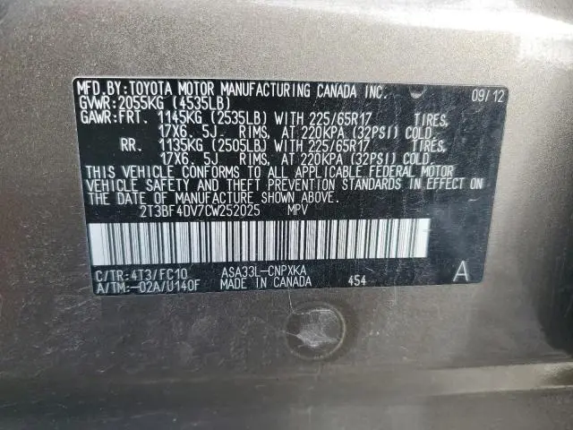 2012 TOYOTA RAV4 BASE  
