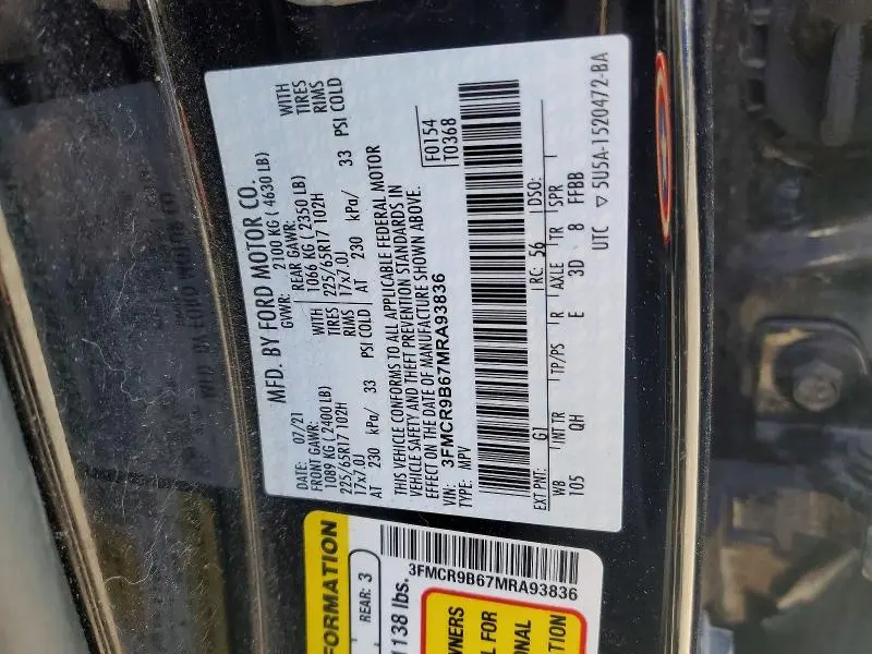 2021 FORD BRONCO SPORT BIG BEND  